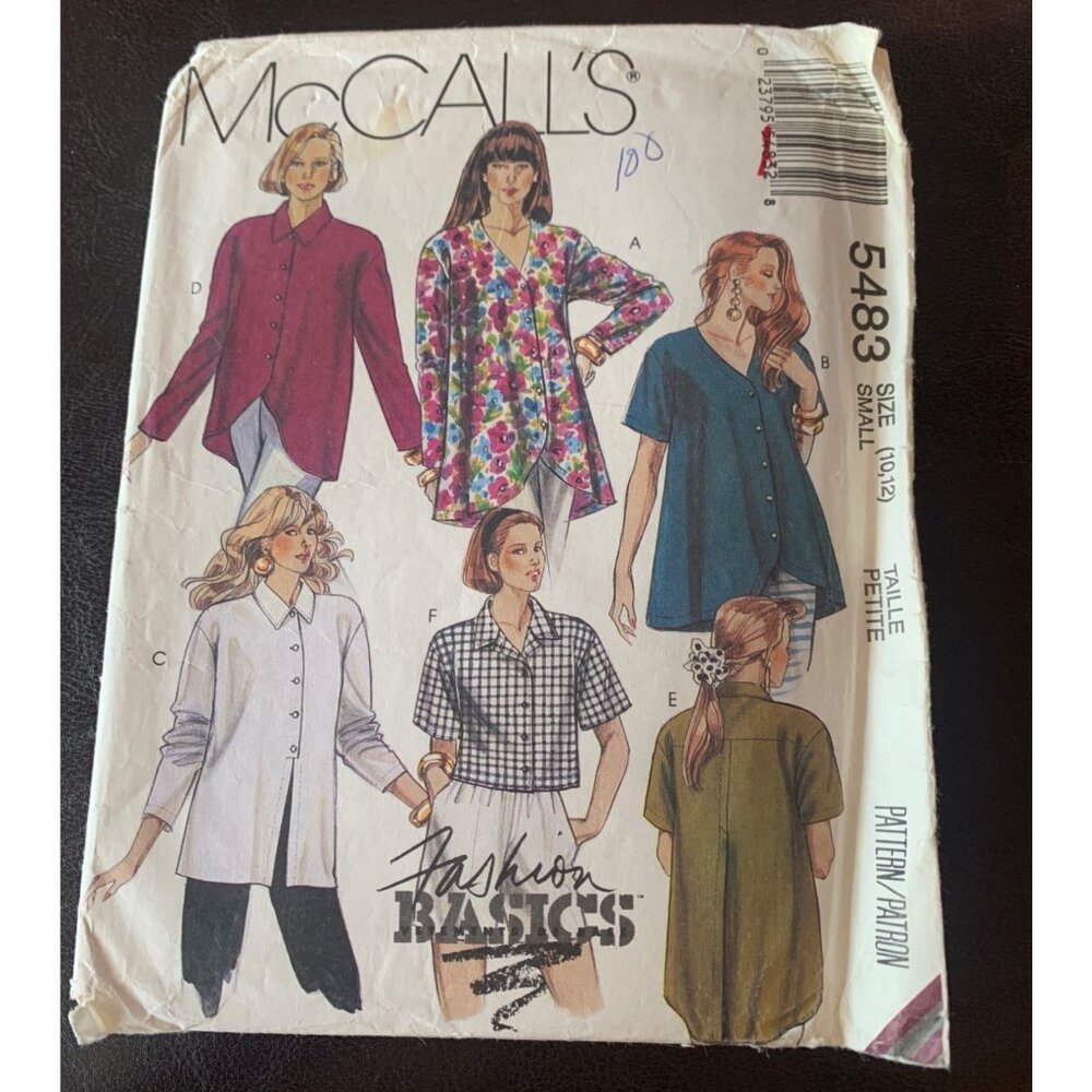McCall's Misses Tunic Top Sewing Pattern Size 10 - 12 5483 - Uncut